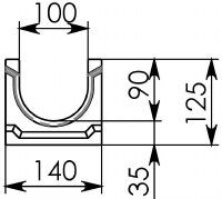 Схема 1: Лоток водоотводный ЛВ-10.14.13 - бетонный 