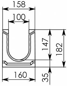 Схема 1: Лоток водоотводный ЛВ-10.16.18,2 - бетонный 