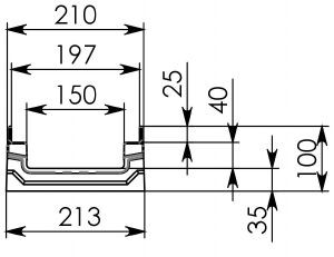 Схема 1: Бетонный лотокBGF-Z DN150, h 100, без уклона