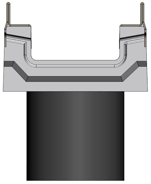 Вид слева: BGF-Z лоток с вертикальным водосливом