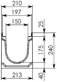 Схема 1: Бетонный лоток BGU-Z DN150, №5-0, без уклона