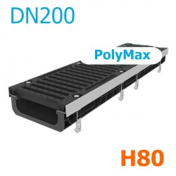 Лоток PolyMax DN200 H80 с чугунной решеткой, кл. E