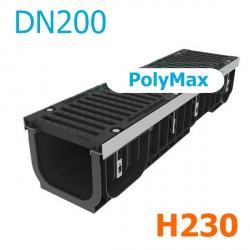 Лоток PolyMax DN200 H230 с чугунной решеткой, кл. E