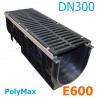 Лоток водоотводный PolyMax ЛВ-30.39.38-ПП пластиковый с решеткой щелевой чугунной ВЧ кл. E