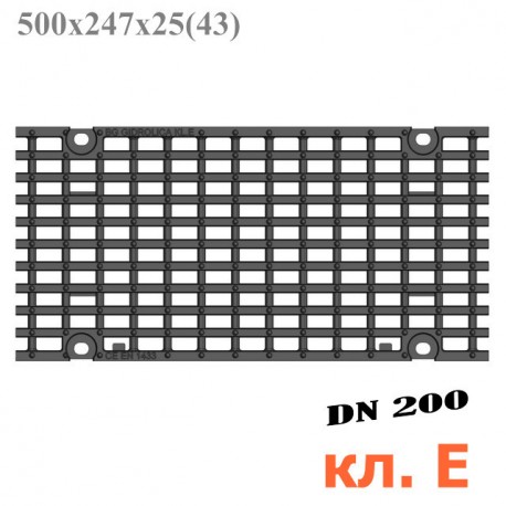Решетка чугунная ячеистая DN200, 500/247/25, 27/13, кл. E600