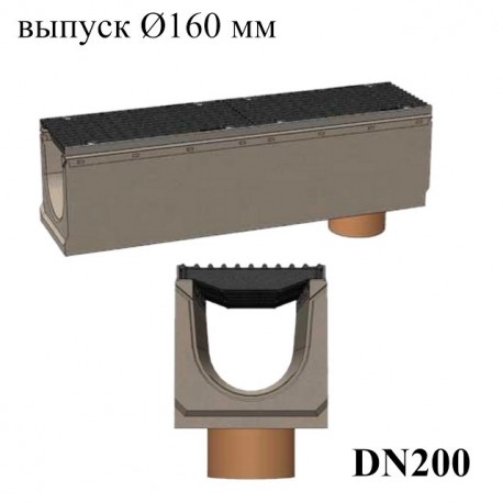 Лотки бетонные BetoMax DN200 с вертикальным водосливом