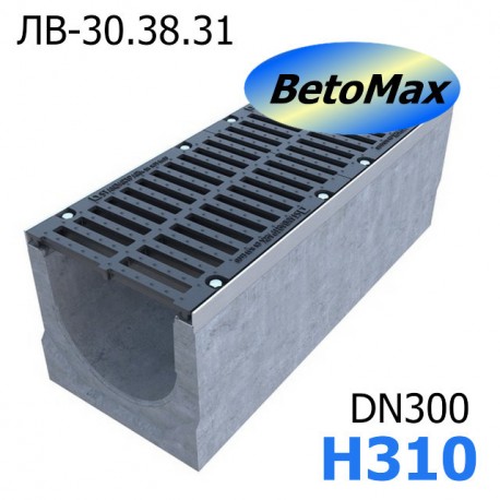 Лоток BetoMax ЛВ-30.38.36-Б бетонный с решеткой чугунной ВЧ кл. D и Е (комплект)
