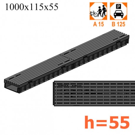 Gidrolica Light ЛВ -10.11,5.5,5 - лоток с пластиковой ячеистой решеткой, кл. B125