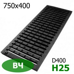 Чугунная решетка 750х400х25 ВЧ, кл. D