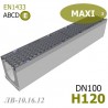 Лоток MAXI DN100 H120 (ЛВ-10.16.12) - бетонный с решеткой
