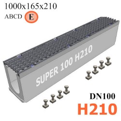 Бетонный лоток SUPER DN100 H210, кл. E