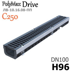 Лоток PolyMax Drive DN100 H96 с решеткой, кл. C