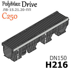 Чертеж: Лоток PolyMax Drive ЛВ-15.21.20-ПП с чугунной решеткой, кл. С - вид сверху
