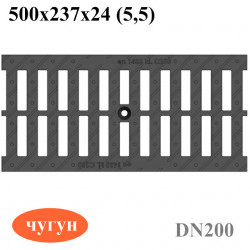 Решетка водоприемная DN200 щелевая чугунная ВЧ50, кл. C250 для водоотводных лотков