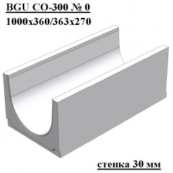 Лоток водоотводный бетонный коробчатый (СО-300мм) КU 100.36,3(30).27(20,5) - BGU, № 0
