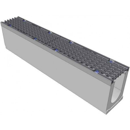 Лоток водоотводный бетонный Super DN100 h210 с решеткой чугунной ВЧ (комплект) кл. E600