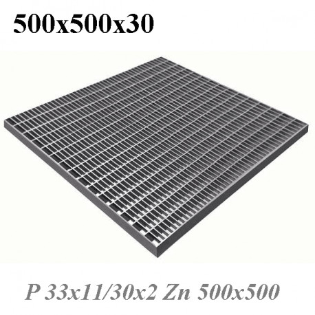 Придверная стальная оцинкованная решетка 500х500х30, ячейка 33х11