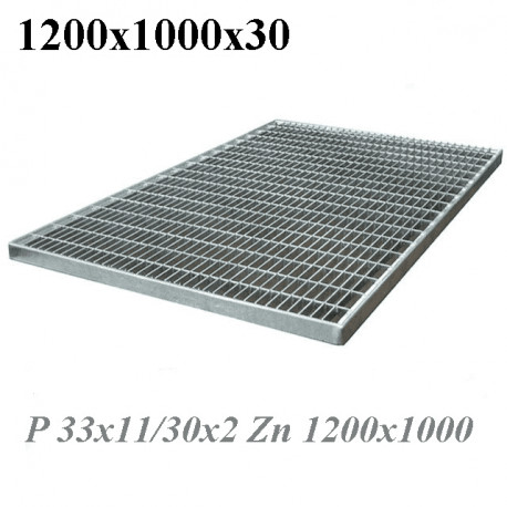 Придверная стальная оцинкованная решетка 1200х1000х30, ячейка 33х11