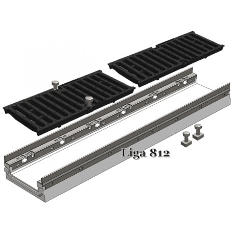 Бетонный лоток MAX 150 H100 C250 с чугунными решетками (паркинг)