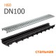 Пластиковый лоток DN100 H55 с решеткой стальной