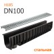Лоток дренажный пластиковый DN100 H185 с решеткой стальной
