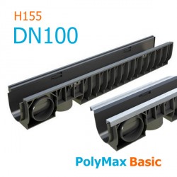 Лоток водоотводный пластиковый PolyMax Basic DN100 H155