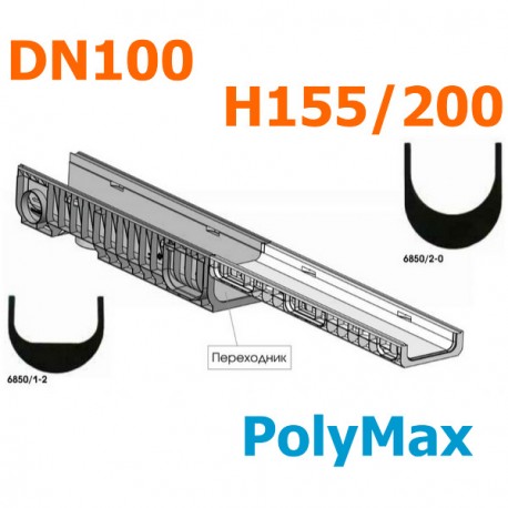 Переходник пластиковый DN100 H155 - Н200 (PolyMax Basic)