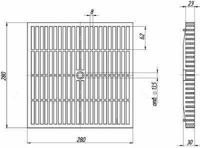 Решетка водоприемная PolyMax Basic РВ-28.28-ПП пластиковая ячеистая кл.А