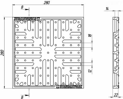 Решетка водоприемная Basic РВ-28.28 снежинка чугунная СЧ, кл. С 3334