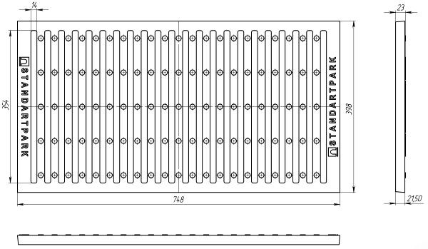 Решетка водоприемная РВ-75.40-СЧ-Щ3 СЧ-20 Кл.C 75х40