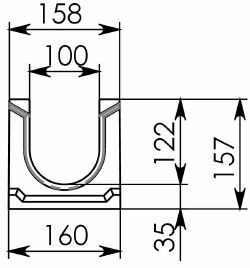 Схема 1: Лоток водоотводный ЛВ-10.16.16 - бетонный 