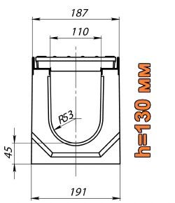 Схема: лоток Maxi DN110 H130