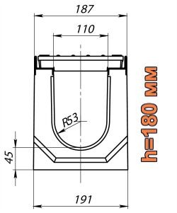 Схема: лоток Maxi DN110 H180