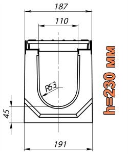 Схема: лоток Maxi DN110 H230