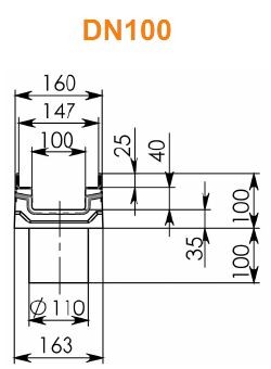 Лоток BGF-Z DN100 H100 с вертикальным водосливом