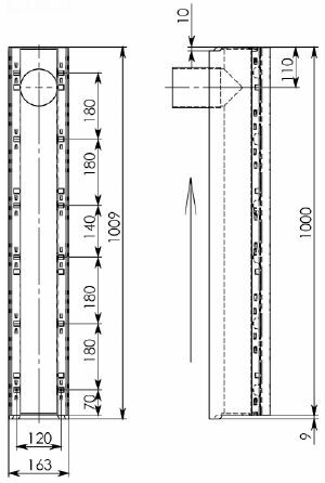 Cхема лотка BGU-Z DN100 с вертикальным водоотводом