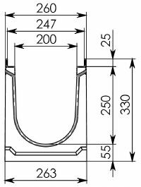 Чертеж лотка BGU-Z DN200 Н330