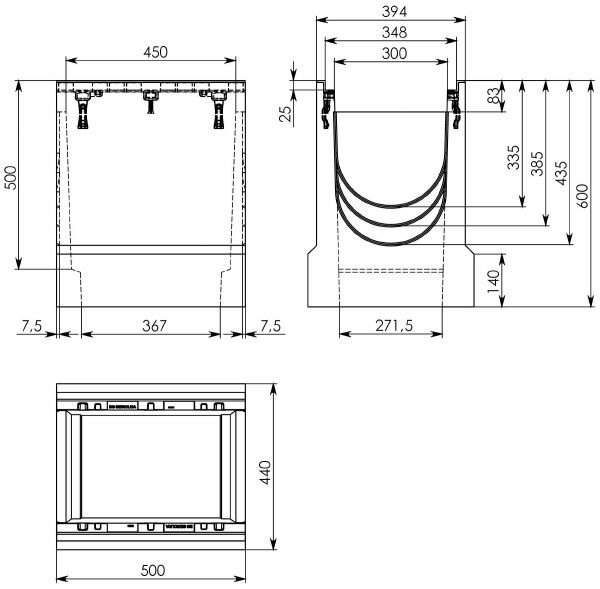 Чертеж: BGZ-S пескоуловитель DN300 500/440/500, верхняя часть