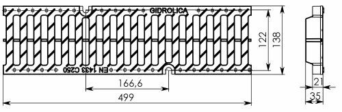 Решетка водоприемная Gidrolica Pro РВ-10.13,5.50 щелевая пластиковая, кл. C250