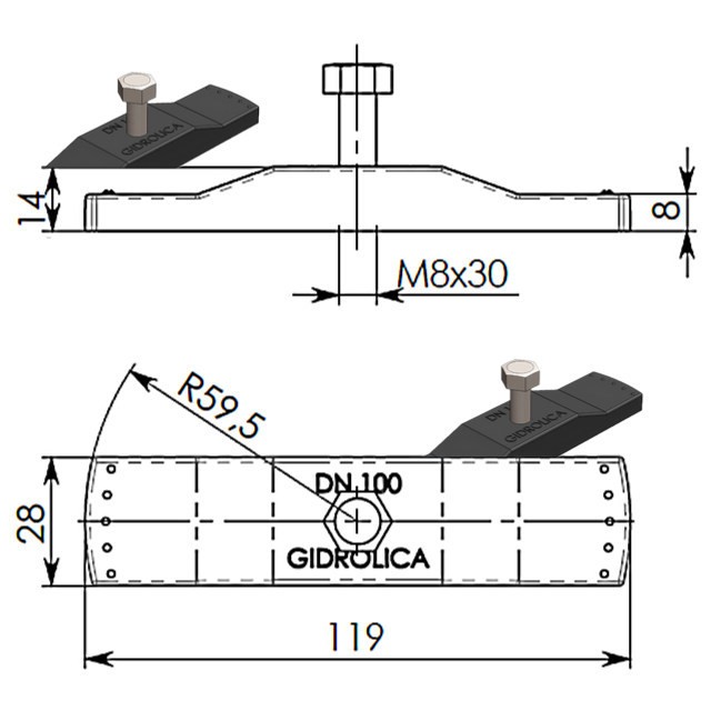 Чертеж крепежа решетки DN100
