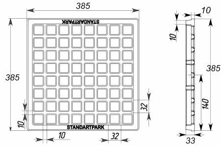 Чертежный вид решетки 400х400