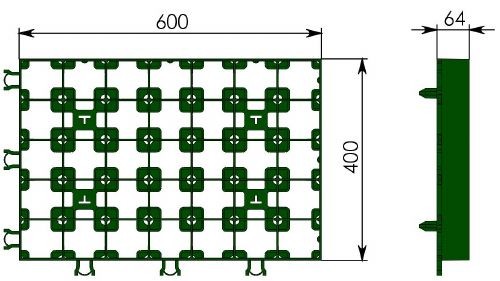 Чертеж: решетка Gidrolica Eco Super РГ-60.40.6,4 зеленая