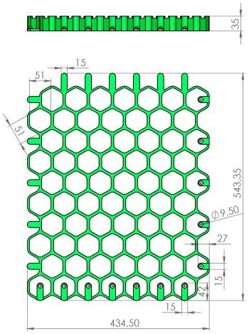 Чертеж: решетка Gidrolica Eco Normal РГ-53.43.3,5 зеленая