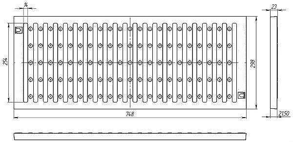 Чугунная решетка водосливная 75х30, СЧ-20 Кл.C