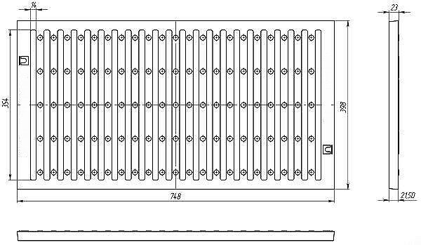 Чугунная решетка дренажная 75х40, СЧ-20