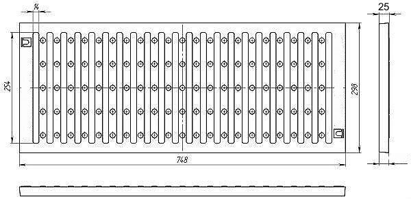 Чугунная решетка ливневая 750х300, ВЧ кл.D