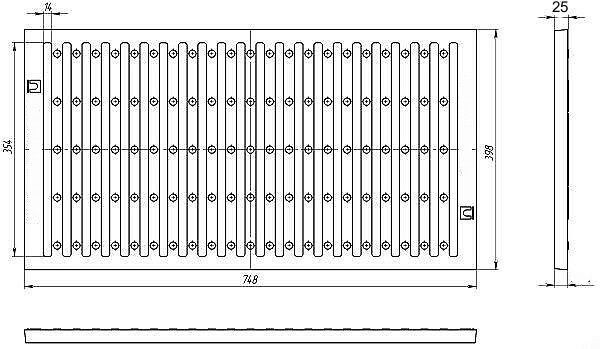 Чугунная решетка ливневая 750х400, ВЧ кл.D