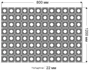 Чертеж ячеистого коврика 800х1200х22