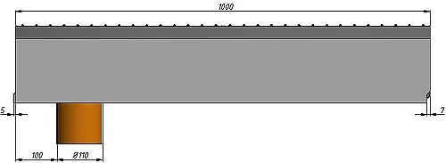 Cхема лотка Super DN100 с вертикальным водоотводом
