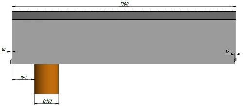 Cхема лотка Super DN150 с вертикальным водоотводом